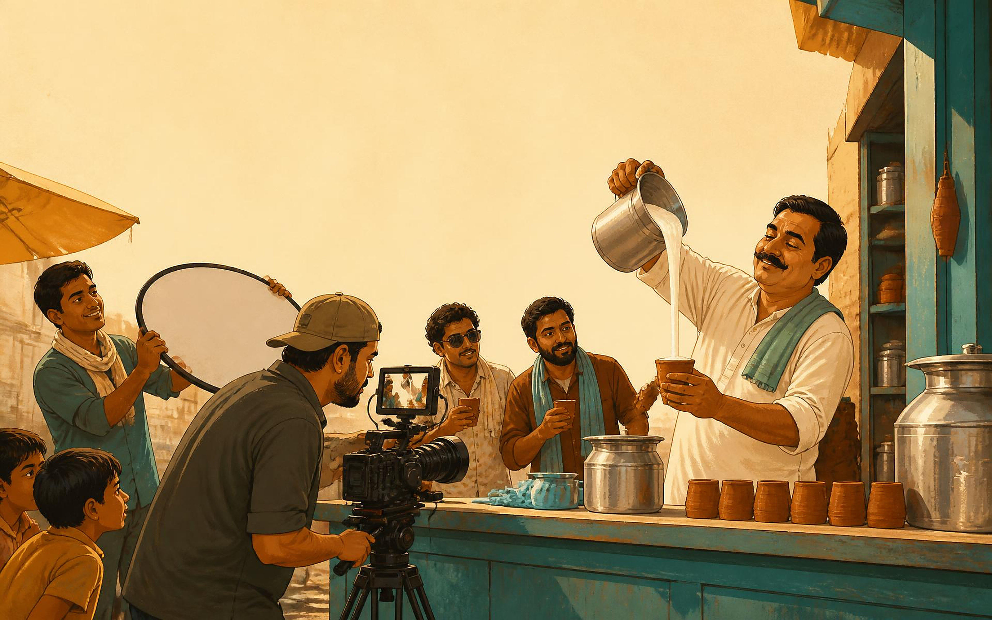 Shoot of a lassi shop owner pouring malai lassi into kulhad cups